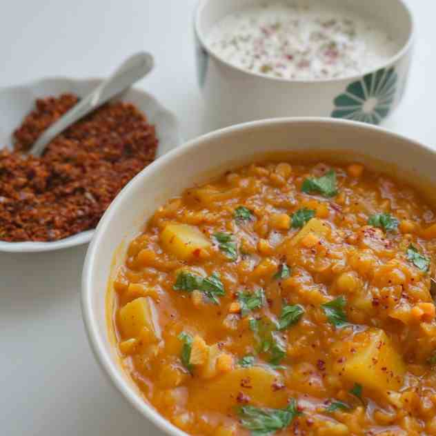 Red Lentil Soup with Yogurt and Garlic