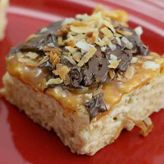 Rice Krispie Treats Samoa-style      