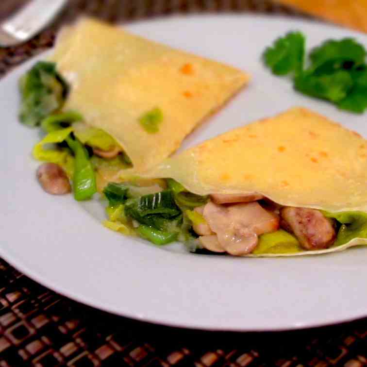 Mushroom Leek Crepes