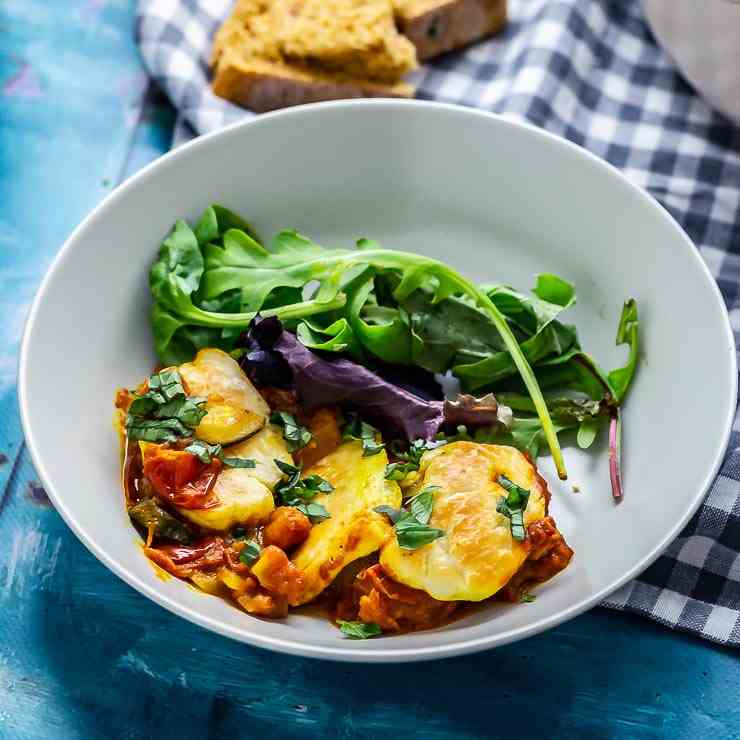 Tomato and Halloumi Bake with Courgette