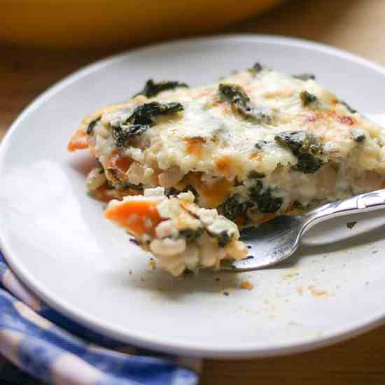 Chard, White Bean - Sweet Potato Gratin