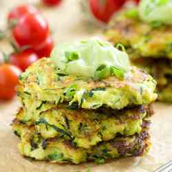 Zucchini Fritters with Avocado Crema