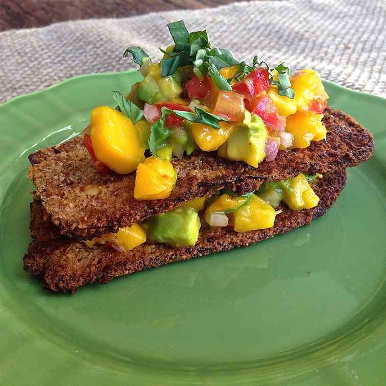 Crispy Eggplant with Avocado Mango Salsa