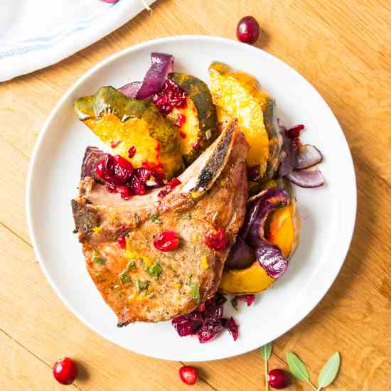 Acorn Squash - Pork Chops with Cranberries