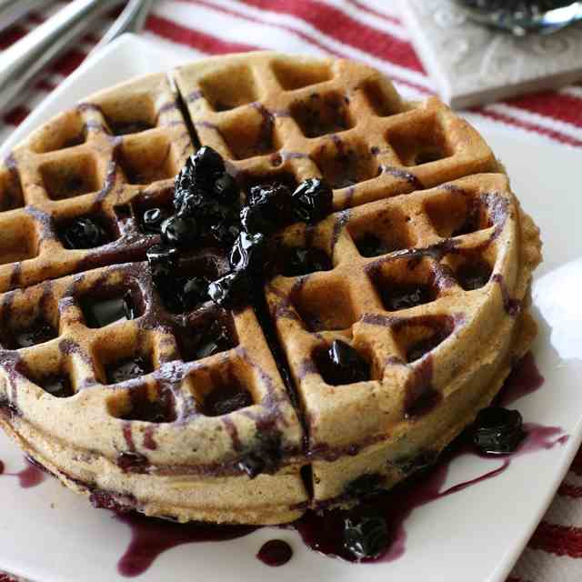 Whole Wheat Waffles w/Blueberry Syrup