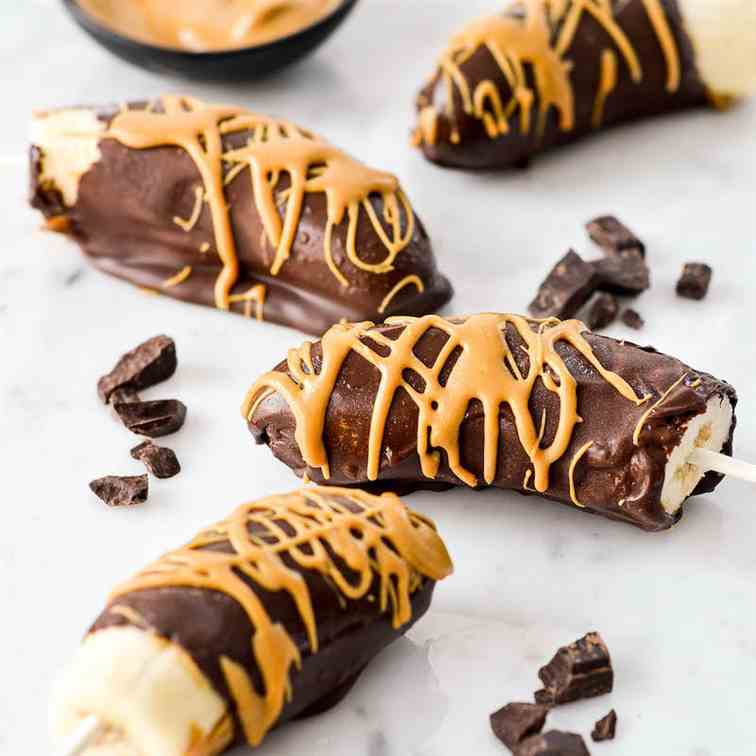 Frozen Peanut Butter Chocolate Bananas