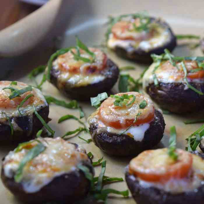 Caprese Stuffed Mushroom Bites