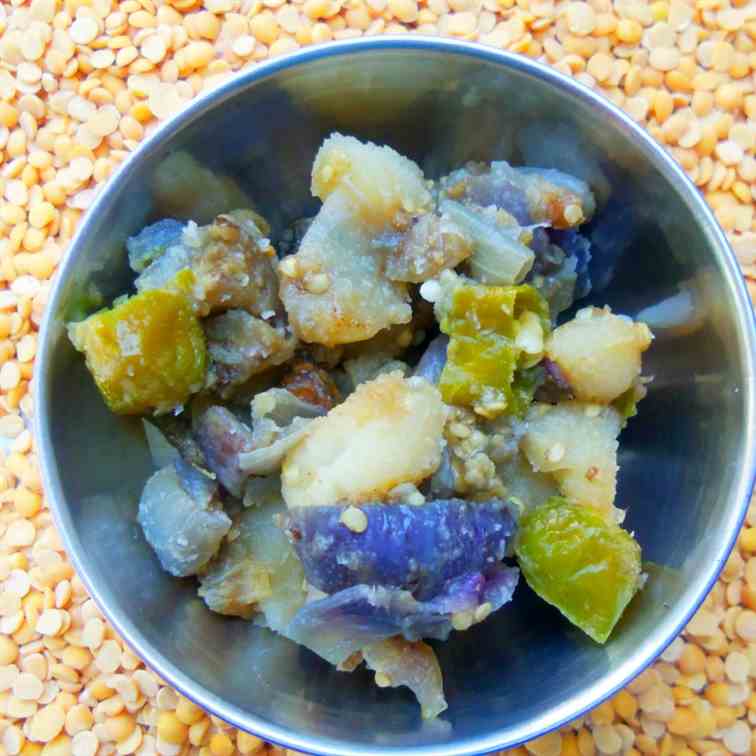 Potato Brinjal stir fry