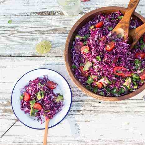 Red cabbage and avocado salad