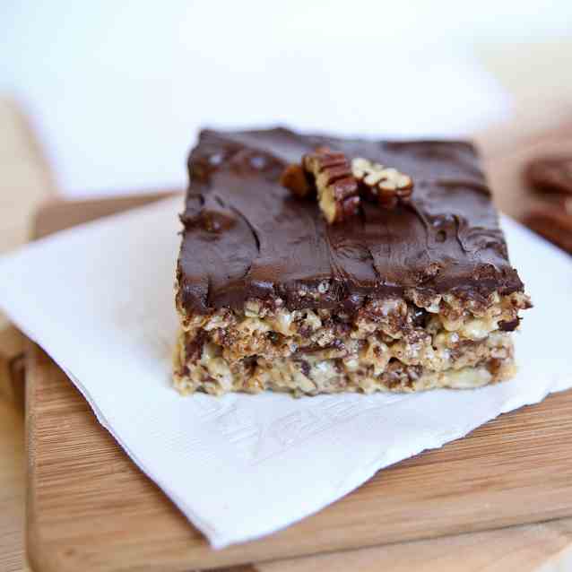 Chocolate Pecan Pie Krispie Bars
