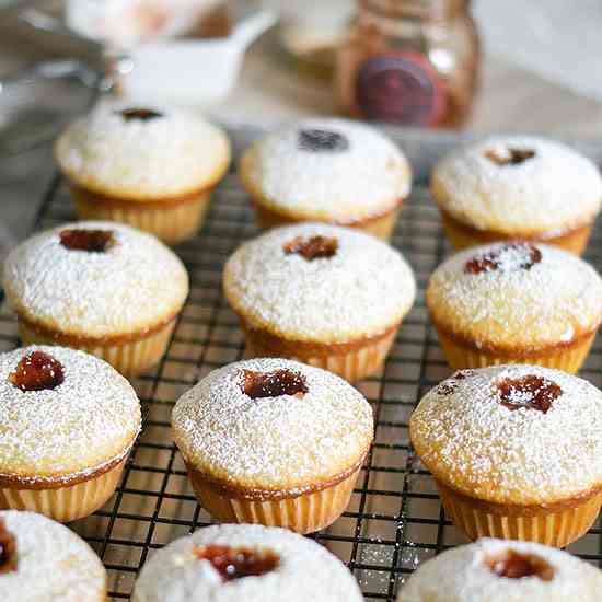 Strawberry Thumbprint Corn Muffins