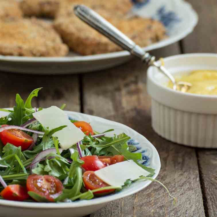 Arugula Salad with Baked Pork Milanese