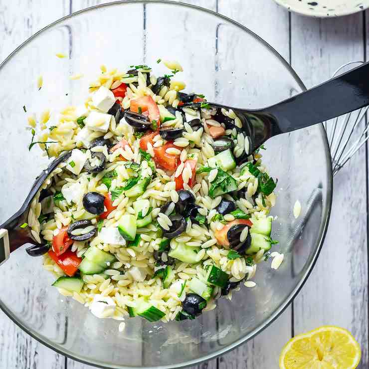 Greek Orzo Salad with Lemon Dressing