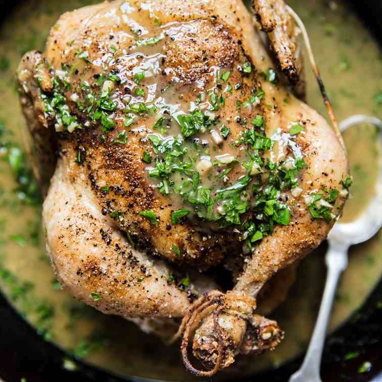 Roast Chicken with Lemon Herb Pan Sauce
