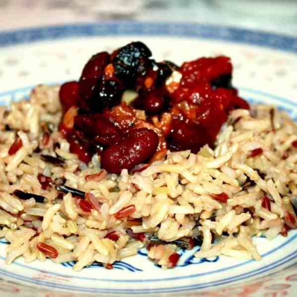 Wild Rice with kidney beans and mushrooms