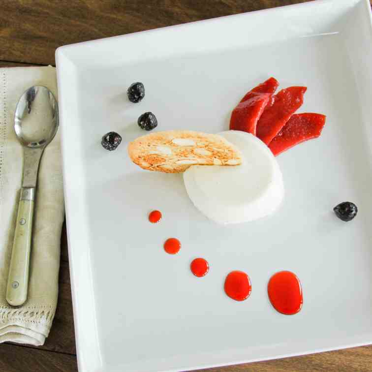 Buttermilk panna cotta with poached quince