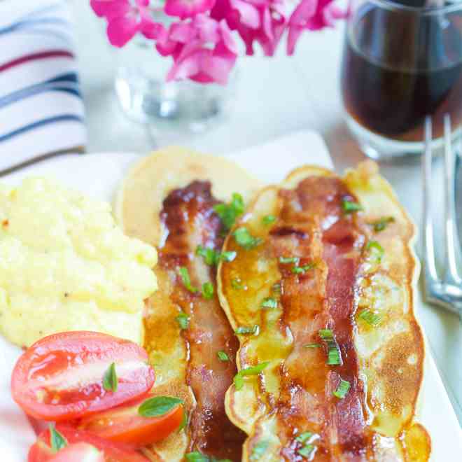 Banana - oignon, bacon pancakes