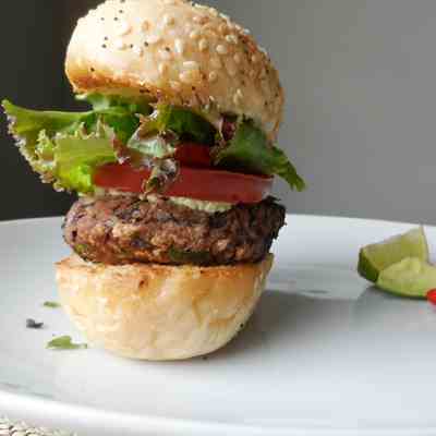 Black Bean Burger with Avocado Cream