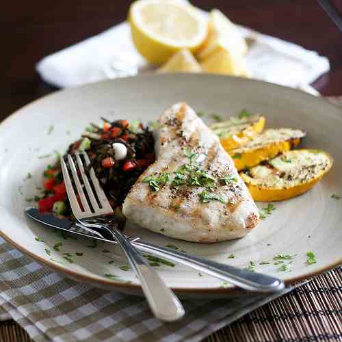 Grilled Blue Marlin Steak and Wild Rice Sa