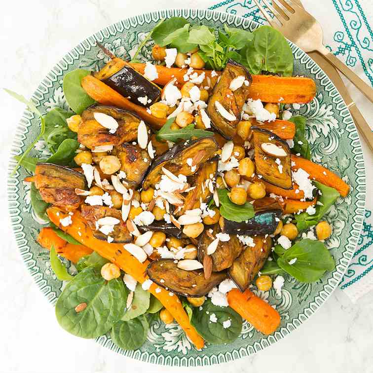 Harissa eggplant and carrot salad