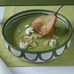 Broccoli, Stilton and pear soup