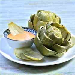 Velvety Red Pepper Aioli w/Artichokes