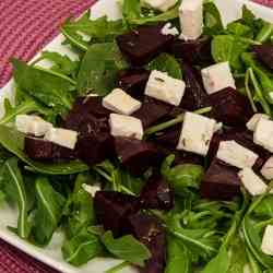 Feta, beetroot and winter leaves