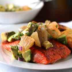 Salmon with Avocado Grapefruit Salsa