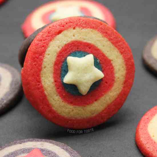 Captain America shield cookies