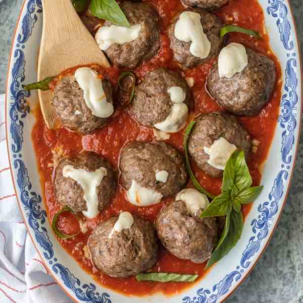 Mozzarella Stuffed Italian Meatballs