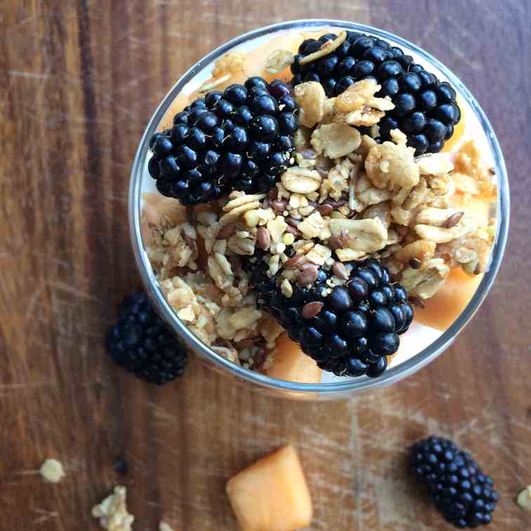 Blackberry and Cantaloupe Yogurt Parfait