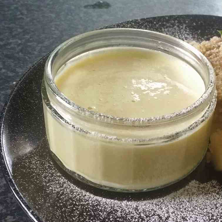 Apple crumble with custard