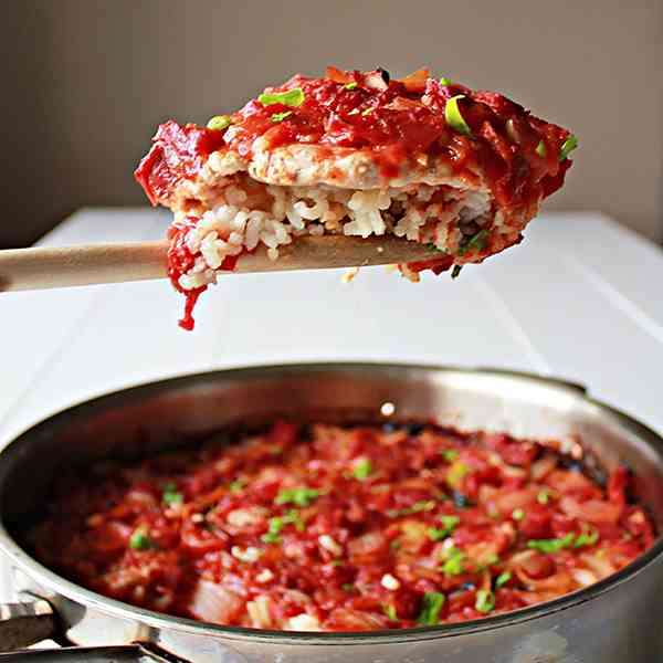 Baked pork chops with fried rice