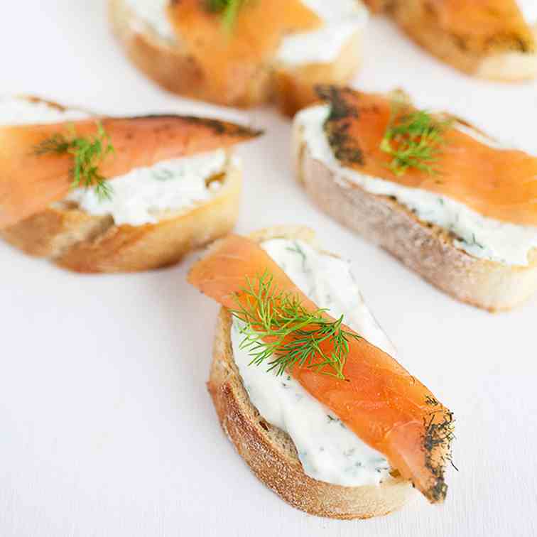 Smoked Salmon and Lemon Dill Crostini