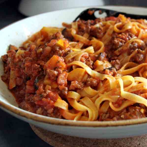 Tagliatelle with Veggie-Meat Sauce