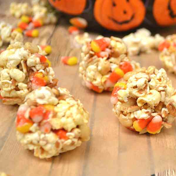 Candy Corn Popcorn Balls