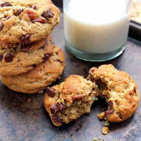 Double-Chocolate Chip Cookies with Pecans