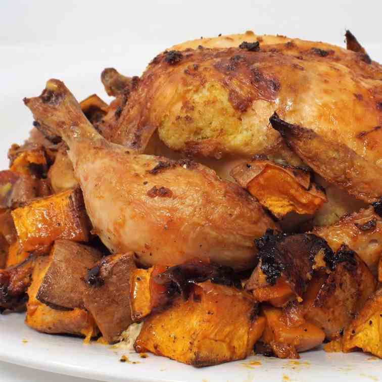 Ginger Roasted Chicken and Sweet Potatoes