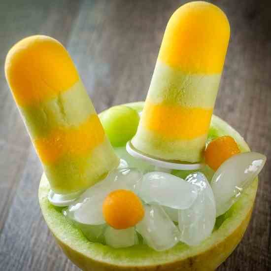 Melon Popsicles with Rose Water