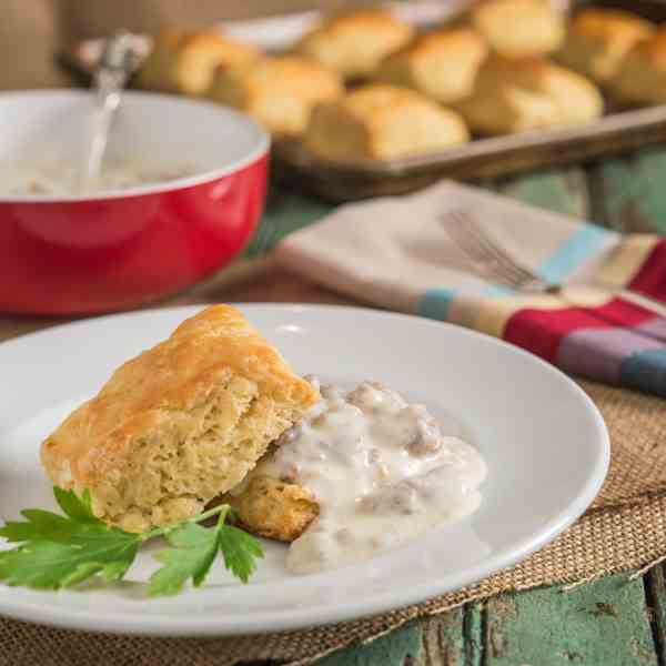 Buttermilk Biscuits with Sausage Gravy