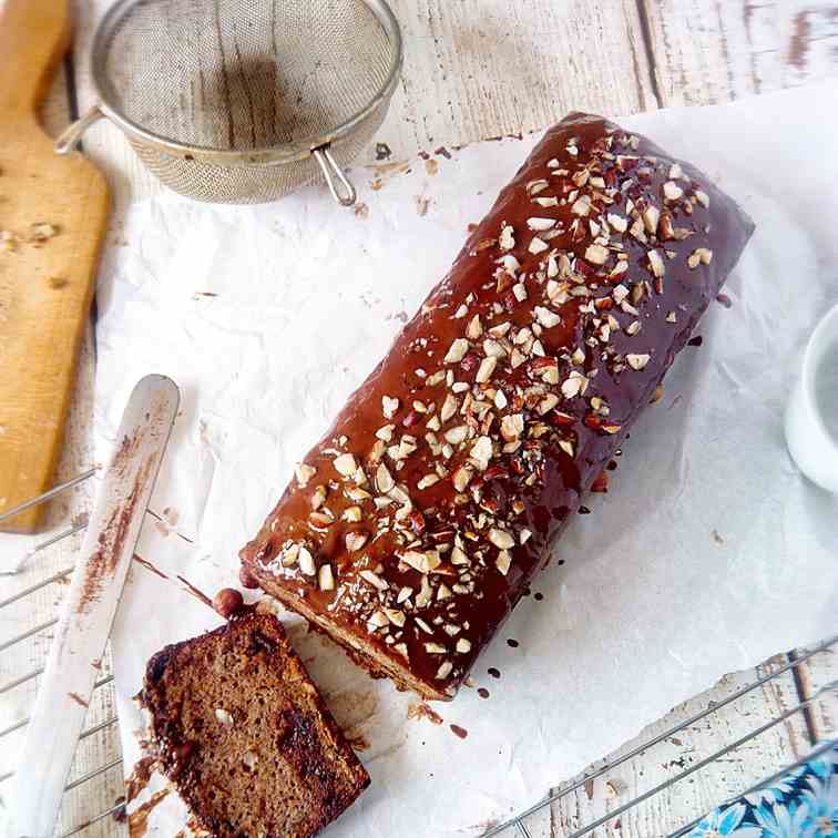 Banana bread with hazelnut and chocolate