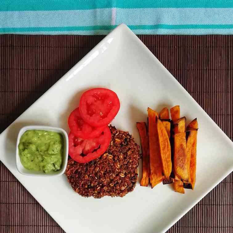 Vegan Black Bean Burger with Avocado Herb 