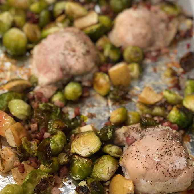 Chicken, Apple - Brussels Sprouts Dinner