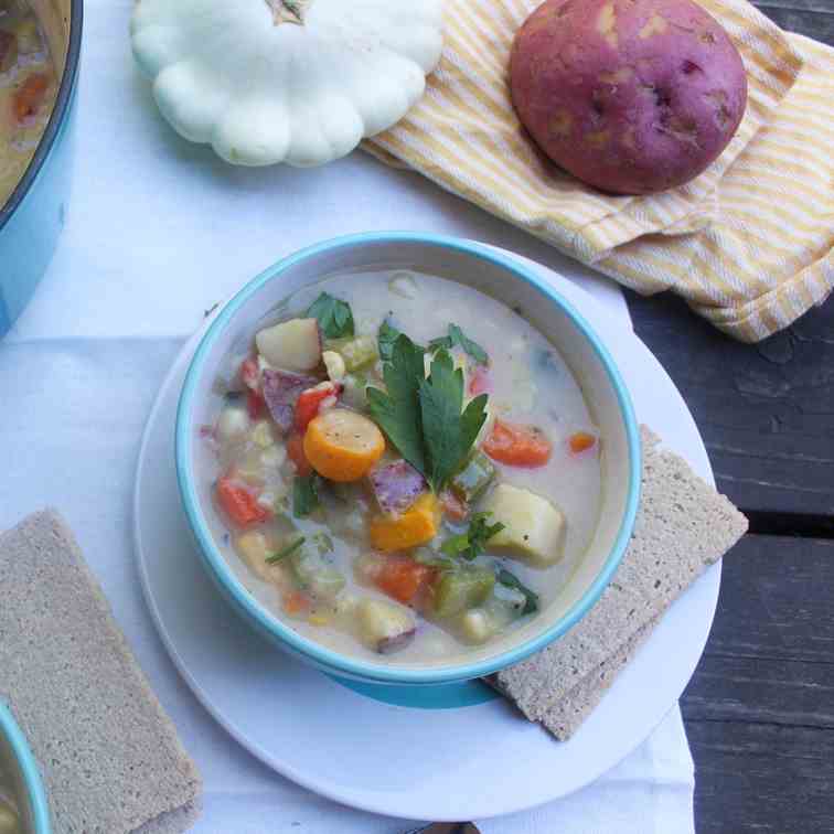 Summer Squash & Sweet Corn Chowder