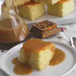 Vanilla Golden Cake with Brown Sugar Sauce
