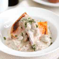 Country Sausage Gravy over Sweet Potatoes