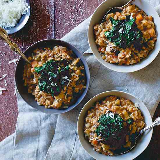 Tuscan White Bean Farro Risotto