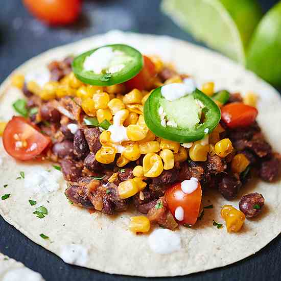 Vegan Black Bean Corn Tacos