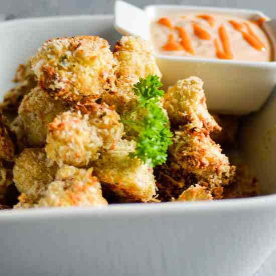 Panko and Asiago Crusted Popcorn Cauliflow