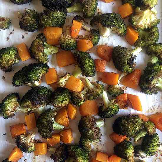 Low Carb Roasted Broccoli and Butternut Sq